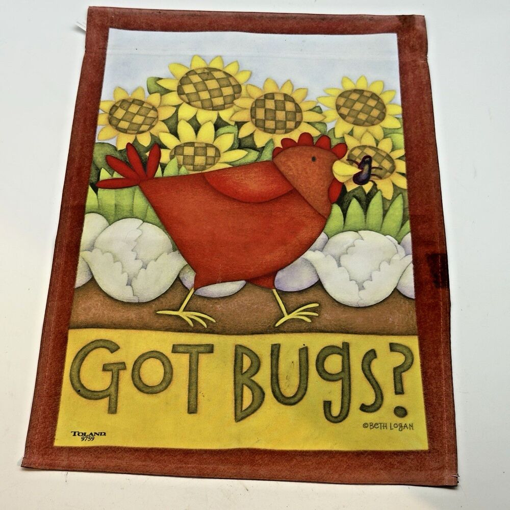 Chicken Hen Sunflower House Yard Garden Flag Banner 12 x 18 Polyester Multicolor